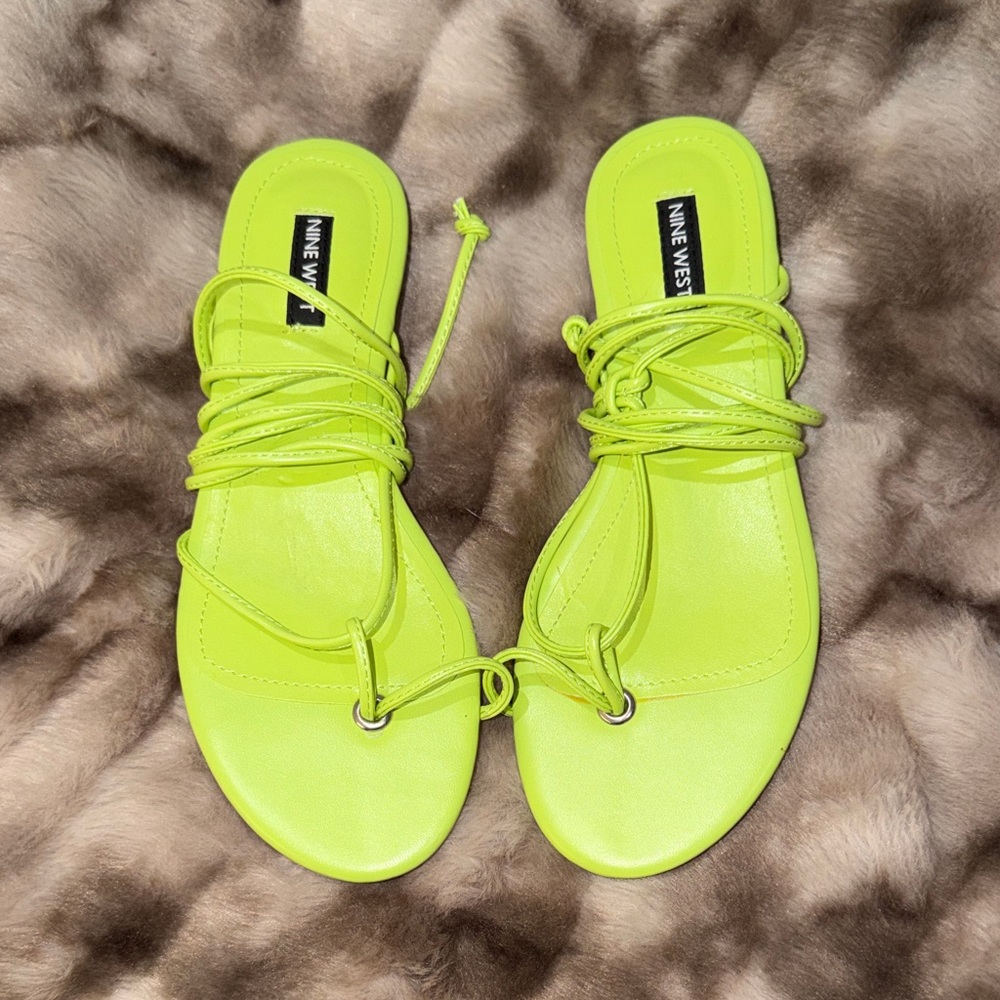 Nine West Women's Bright Lime wrap up Sandals